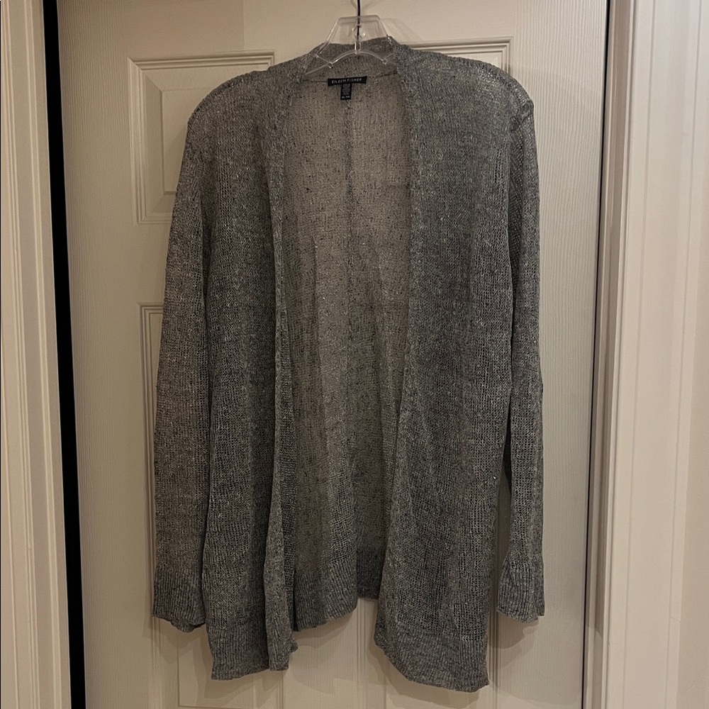 Eileen Fisher Gray Open-Front Knit Cardigan